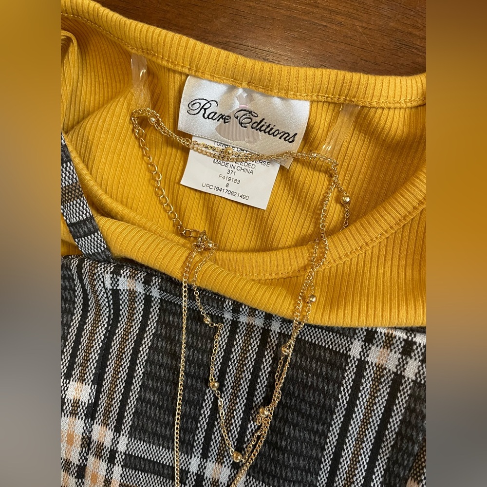 Rare Editions Big Girl Plaid Jumper Outfit with Necklace 2-Piece Set Size 8 NWT - Picture 3 of 6